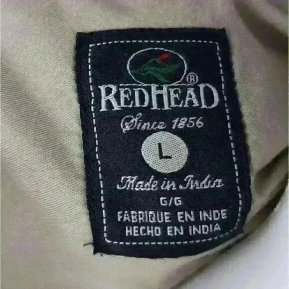 Redhead Large Mens Red 100% Cotton Utility Workwear Oxford Button Up Long Sleeve - Picture 9 of 10